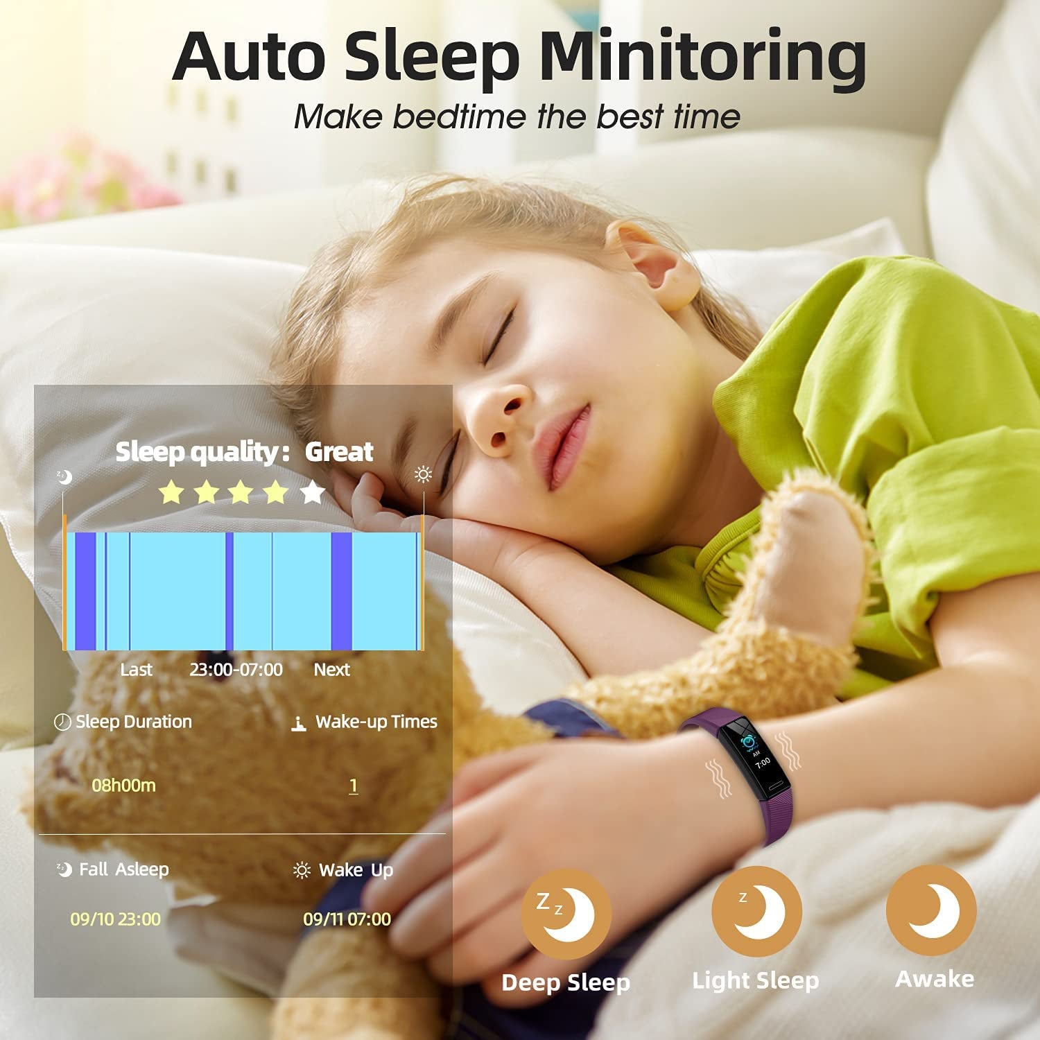 Fitness Tracker Watch for Kids, IP68 Waterproof Activity Tracker, Heart Rate Sleep Monitor, 11 Sport Modes Calorie Step Counter with Alarm Clock and Reminder, Great Gift for Boys Girls Teens (Purple)