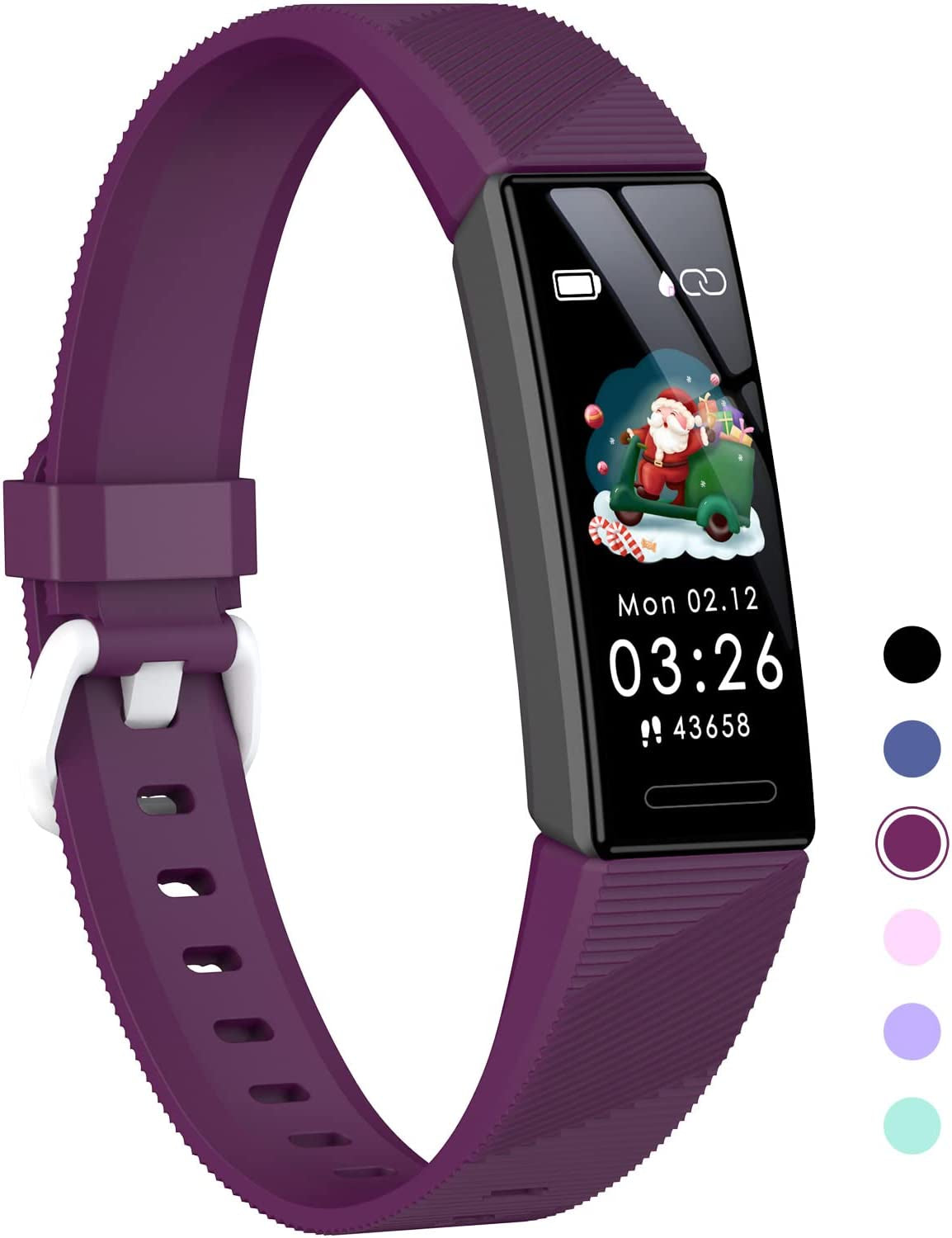 Fitness Tracker Watch for Kids, IP68 Waterproof Activity Tracker, Heart Rate Sleep Monitor, 11 Sport Modes Calorie Step Counter with Alarm Clock and Reminder, Great Gift for Boys Girls Teens (Purple)
